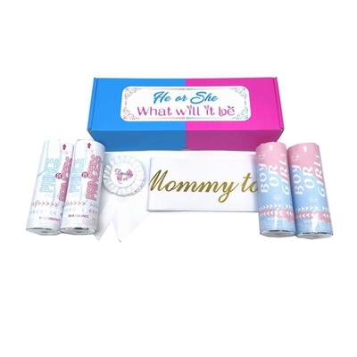 Blue Pink Boy Girl Gender Reveal Confetti Launcher Biodegradable Flameproof Party Confetti Popper