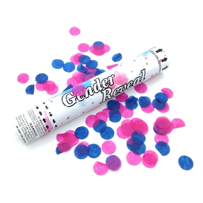 Gender Reveal Party Confetti Cannon Biodegradable Air Compressed Popper in Blue and Pink