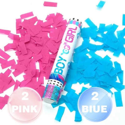 Customized Logo Gender Reveal Confetti Party Popper with Biodegradable Flameproof Material