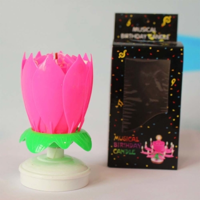 Multi-Colored Flower Shaped Firework Birthday Cake Candles Spinning Musical Birthday Cake Candle