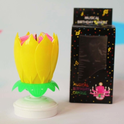 Multi-Colored Flower Shaped Firework Birthday Cake Candles Spinning Musical Birthday Cake Candle