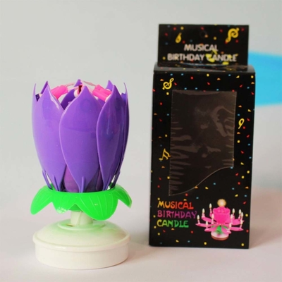 Multi-Colored Flower Shaped Firework Birthday Cake Candles Spinning Musical Birthday Cake Candle