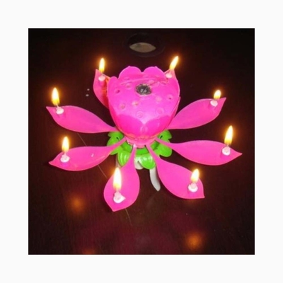 Multi-Colored Flower Shaped Firework Birthday Cake Candles Spinning Musical Birthday Cake Candle