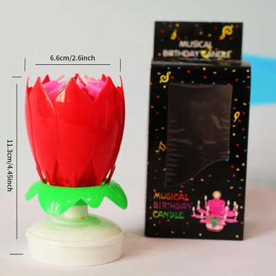 Multi-Colored Flower Shaped Firework Birthday Cake Candles Spinning Musical Birthday Cake Candle