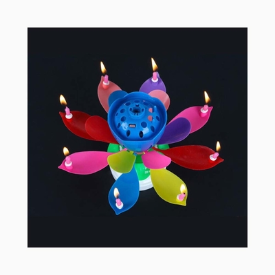 Multicolor Spinning Musical Birthday Candle Flower For Celebration