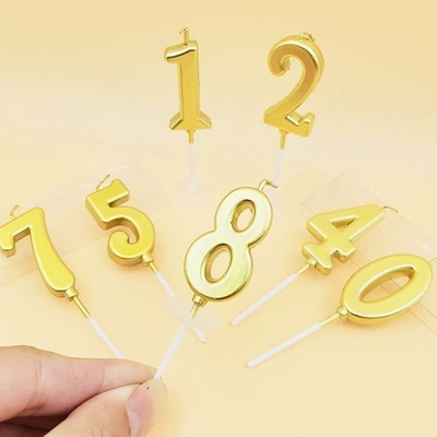Champagne Gold Birthday Candles Number 0-9 Cake Topper Happy Birthday Decoration For Women Men Girls Boys Party