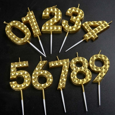 Champagne Gold Birthday Candles Number 0-9 Cake Topper Happy Birthday Decoration For Women Men Girls Boys Party
