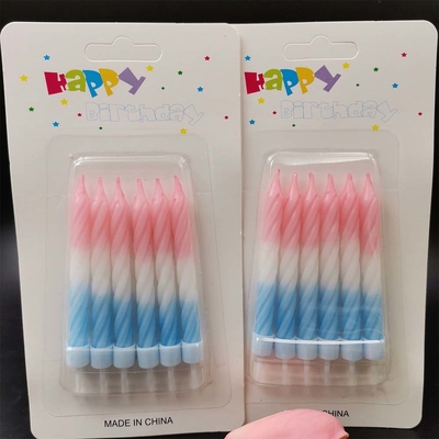 Gradient Colors Spiral Stick Birthday Cake Candles 2 Color Print Method