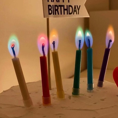 12 Count Colored Flames Birthday Cake Candles No Scent Perfect for Happy Birthday