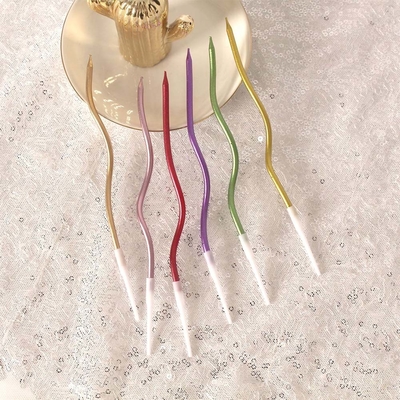 Gold Thread Curve Candles Silver Birthday Cake Candles Birthday Party Decorations