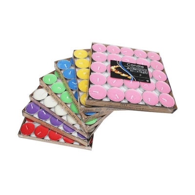 Colorful Tea Light Candle for Home and Wedding Decoration in Single Package Size 4X4X2 cm