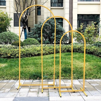 Gold Metal Floral Display Frame Round Top Backdrop Stand Wedding Welcome Backdrop Flower Balloon Arch
