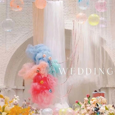 Custom Polyester Tulle Fabric Soft Dyeing Pure Color For Outdoor Wedding Decoration