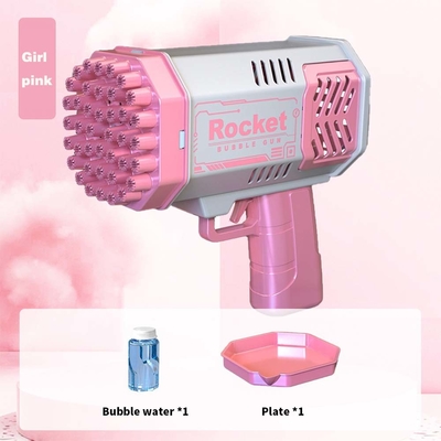 Bubble Gun Rocket 69 Holes Soap Bubbles Machine Christmas Gift Gun Shape Automatic Blower With Light Toys For Kids