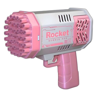 Bubble Gun Rocket 69 Holes Soap Bubbles Machine Christmas Gift Gun Shape Automatic Blower With Light Toys For Kids