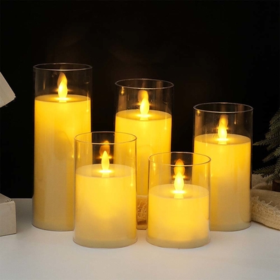 Father's Day Flameless Flickering Candle in LED Acrylic Cup for Birthday Decoration
