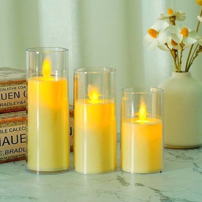 Flameless Plastic LED Pillar Candles Customized for Father's Day Occasion