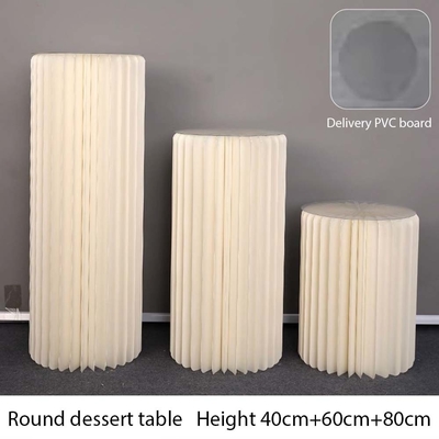 Acrylic Cylindrical Foldable Dessert Table in Custom Shape for Paper Folding Occassion Wedding Birthday Party Decoration