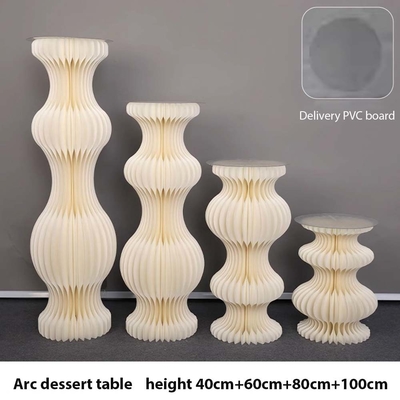 Acrylic Cylindrical Foldable Dessert Table in Custom Shape for Paper Folding Occassion Wedding Birthday Party Decoration